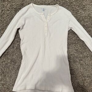 Brandy Melville White Long Sleeve Henley Shirt